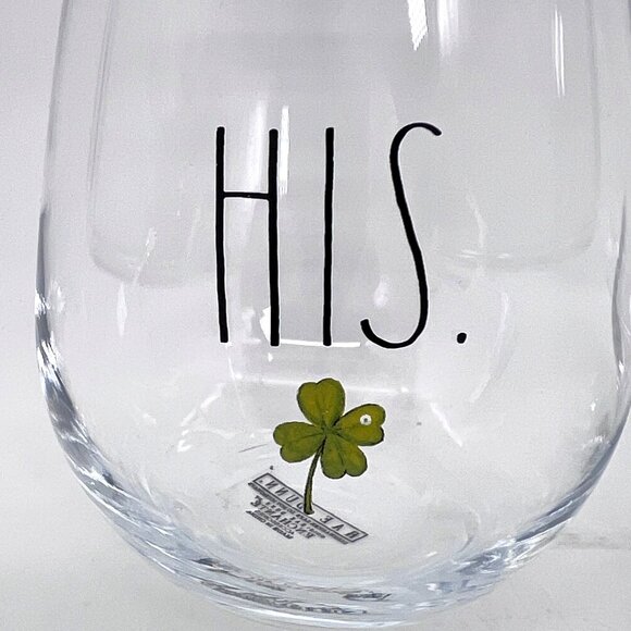 Rae Dunn Stemless Wine Glass Set His & Hers Shamrock Enchante' Accessories 2021 - Picture 2 of 9